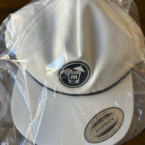Yupoong White and Navy Snapback Hat NWT
